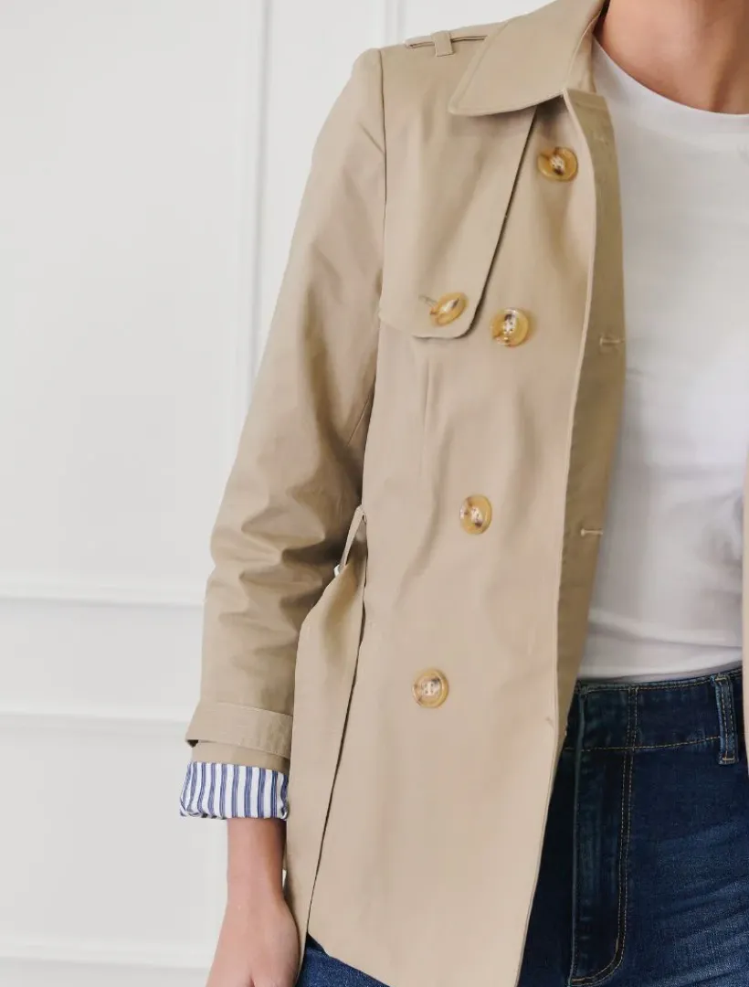 Jackets And Coats*Zjoosh Ella Cropped Trench Coat Stone