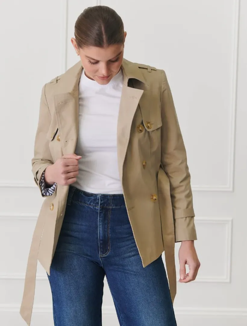 Jackets And Coats*Zjoosh Ella Cropped Trench Coat Stone