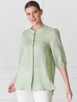 Shirts And Tops*Zjoosh Evie Linen Shirt Light Green - FINAL SALE LightGreen