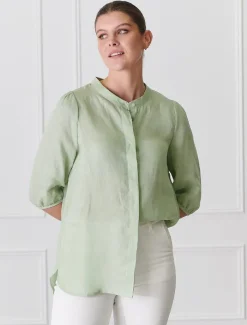 Shirts And Tops*Zjoosh Evie Linen Shirt Light Green - FINAL SALE LightGreen