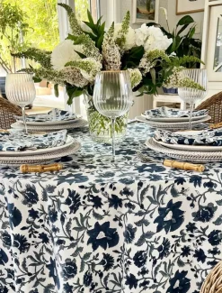 Table Linen*Zjoosh Fakistra Round Tablecloth Blue
