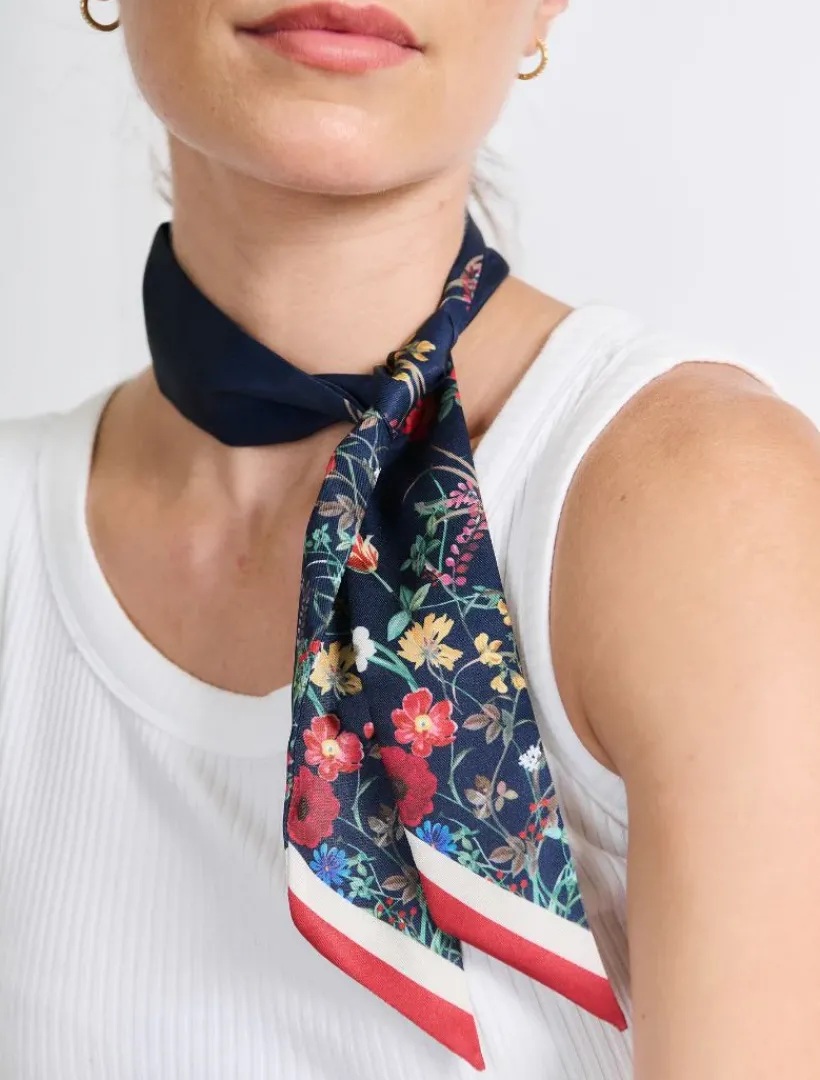 Fashion Scarves|Scarves*Zjoosh Floral Navy Narrow Scarf