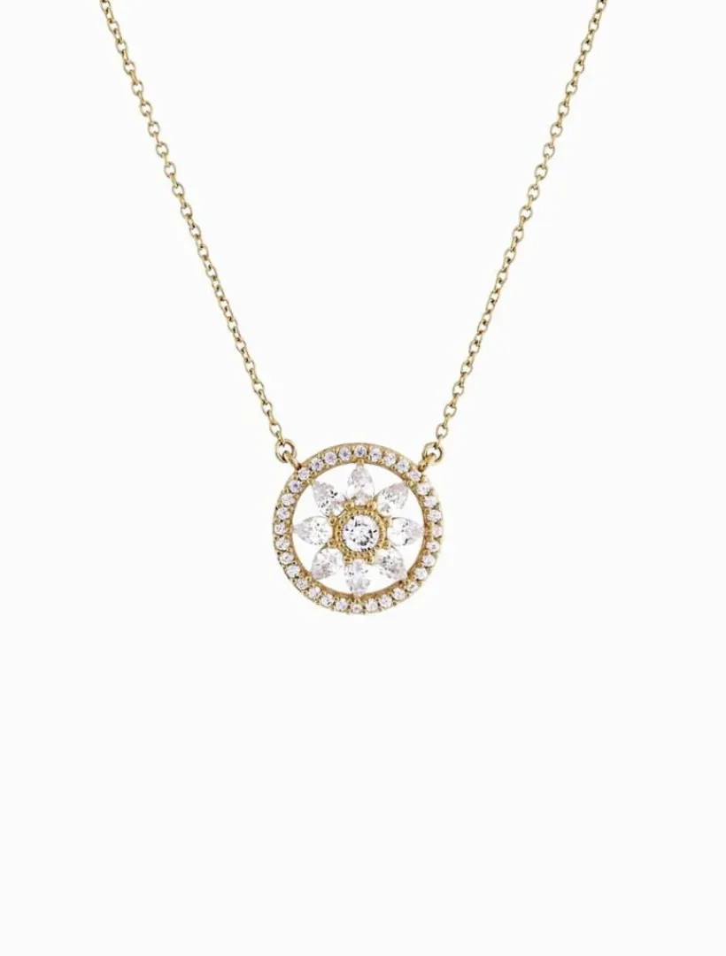 Necklaces|Gold Jewellery*Sybella Flower Cubic Zirconia Pendant on Fine Chain Gold