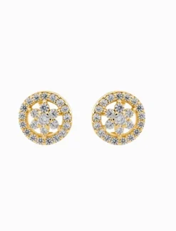 Earrings|Gold Jewellery*Sybella Flower Cubic Zirconia Studs Gold