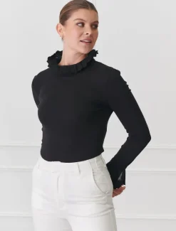 Shirts And Tops*Zjoosh Freya Frill Top Black