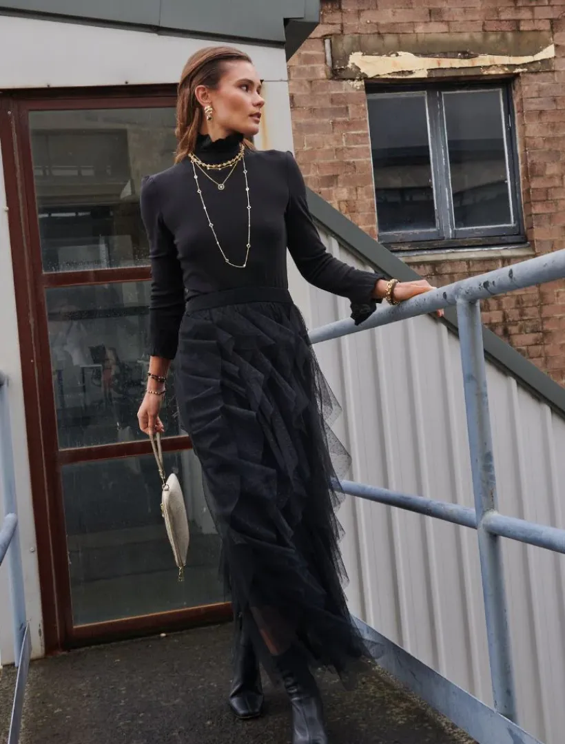 Shirts And Tops*Zjoosh Freya Frill Top Black