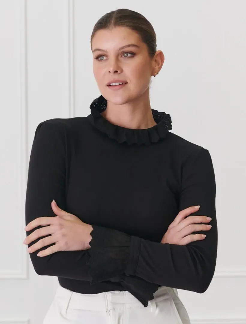 Shirts And Tops*Zjoosh Freya Frill Top Black