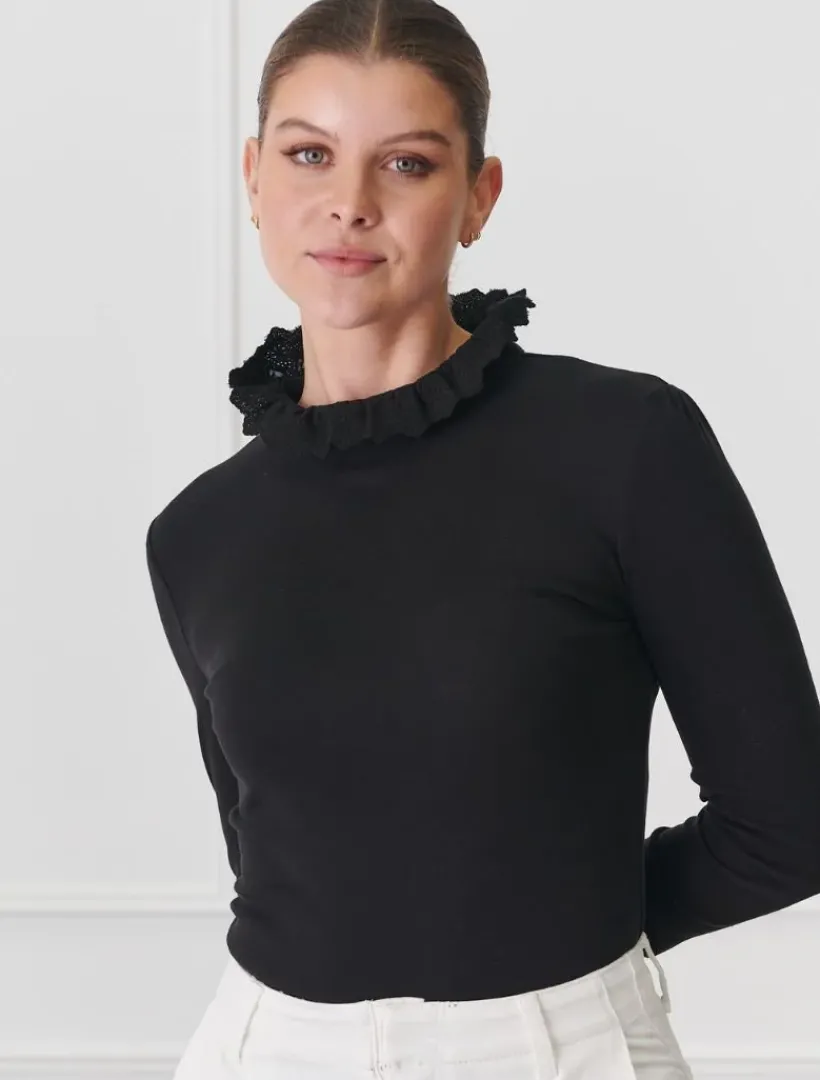 Shirts And Tops*Zjoosh Freya Frill Top Black