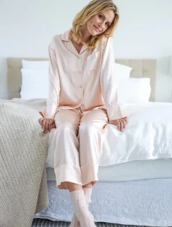Pyjamas|Loungewear*Zjoosh Gabriella Long Sleeve Silk Pyjamas Pink