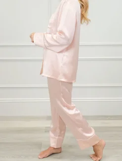 Pyjamas|Loungewear*Zjoosh Gabriella Long Sleeve Silk Pyjamas Pink