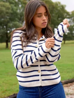 Jackets And Coats|Knits And Jumpers*Zjoosh Gabrielle Striped Knit Jacket Ivory
