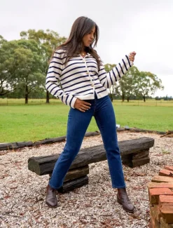 Jackets And Coats|Knits And Jumpers*Zjoosh Gabrielle Striped Knit Jacket Ivory