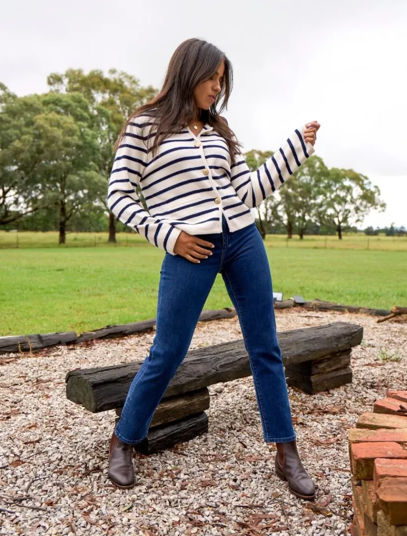 Jackets And Coats|Knits And Jumpers*Zjoosh Gabrielle Striped Knit Jacket Ivory