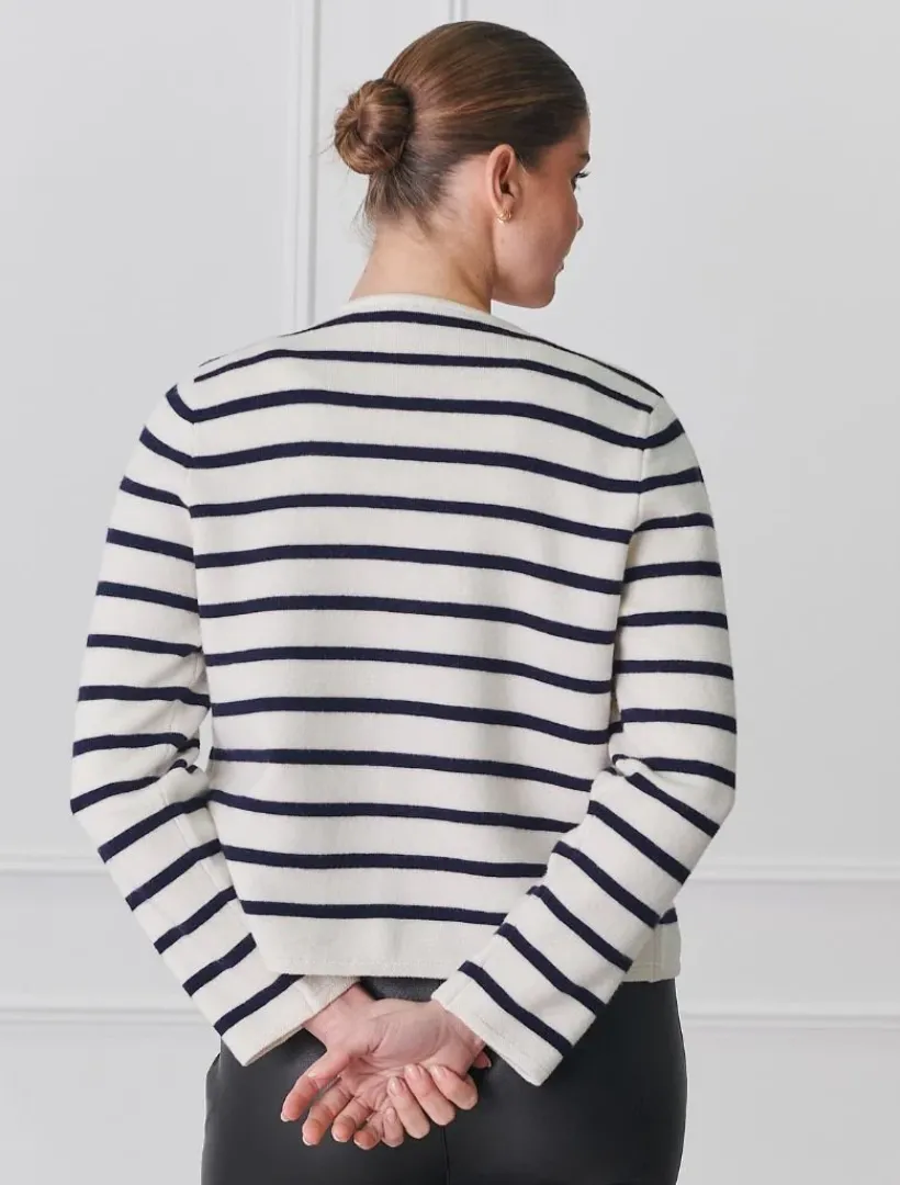 Jackets And Coats|Knits And Jumpers*Zjoosh Gabrielle Striped Knit Jacket Ivory