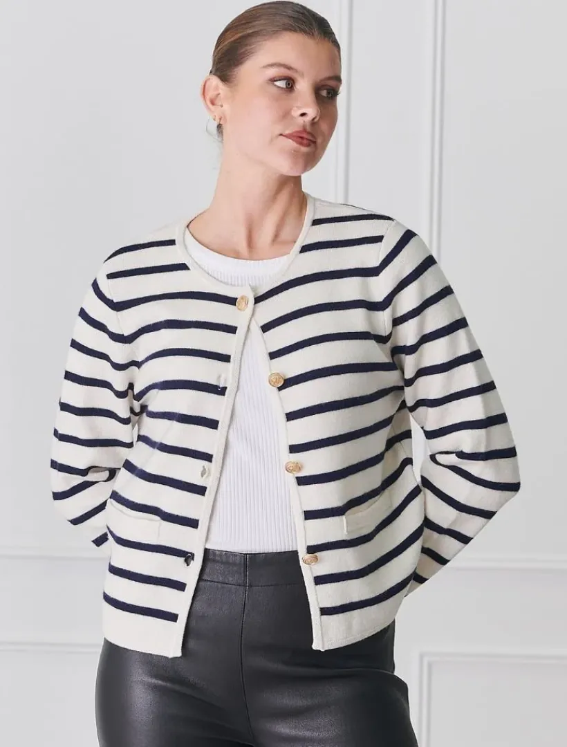 Jackets And Coats|Knits And Jumpers*Zjoosh Gabrielle Striped Knit Jacket Ivory