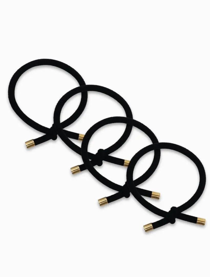 Hats & Hair Accessories*Zjoosh Gold Tip Hair Ties Pack of 4 Black