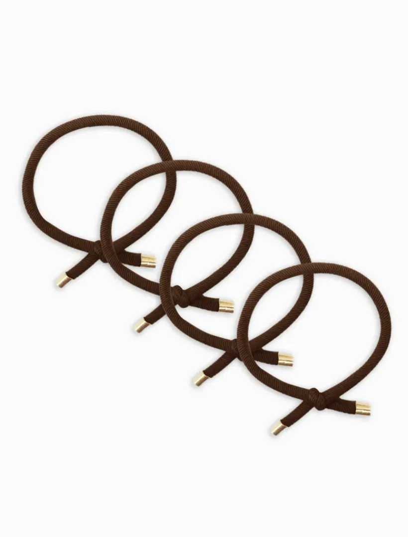 Hats & Hair Accessories*Zjoosh Gold Tip Hair Ties Pack of 4 Brown