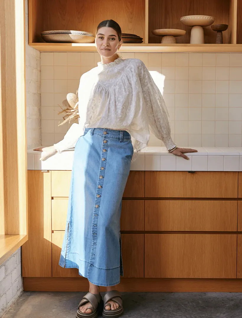 Skirts*Zjoosh Goldie Summer Wash Denim Skirt