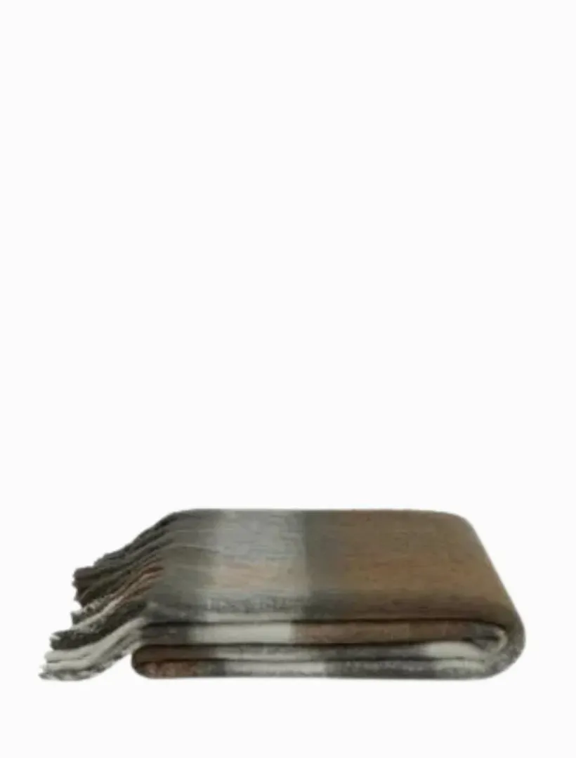 Blankets And Throws*3rd Party Other Grey Brown Plaid Tassel Throw