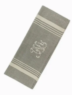 Towels*3rd Party Other Grey Stripe Monogram Tea Towel Natural