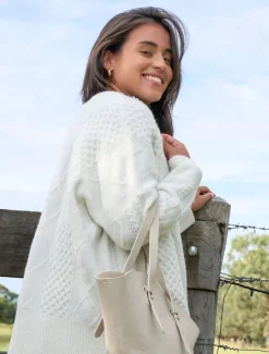 Knits And Jumpers*Zjoosh Guernsey Knit Jumper Ivory