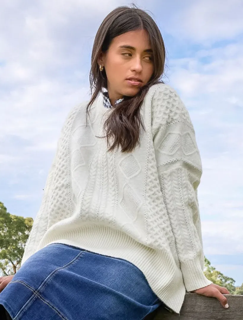 Knits And Jumpers*Zjoosh Guernsey Knit Jumper Ivory