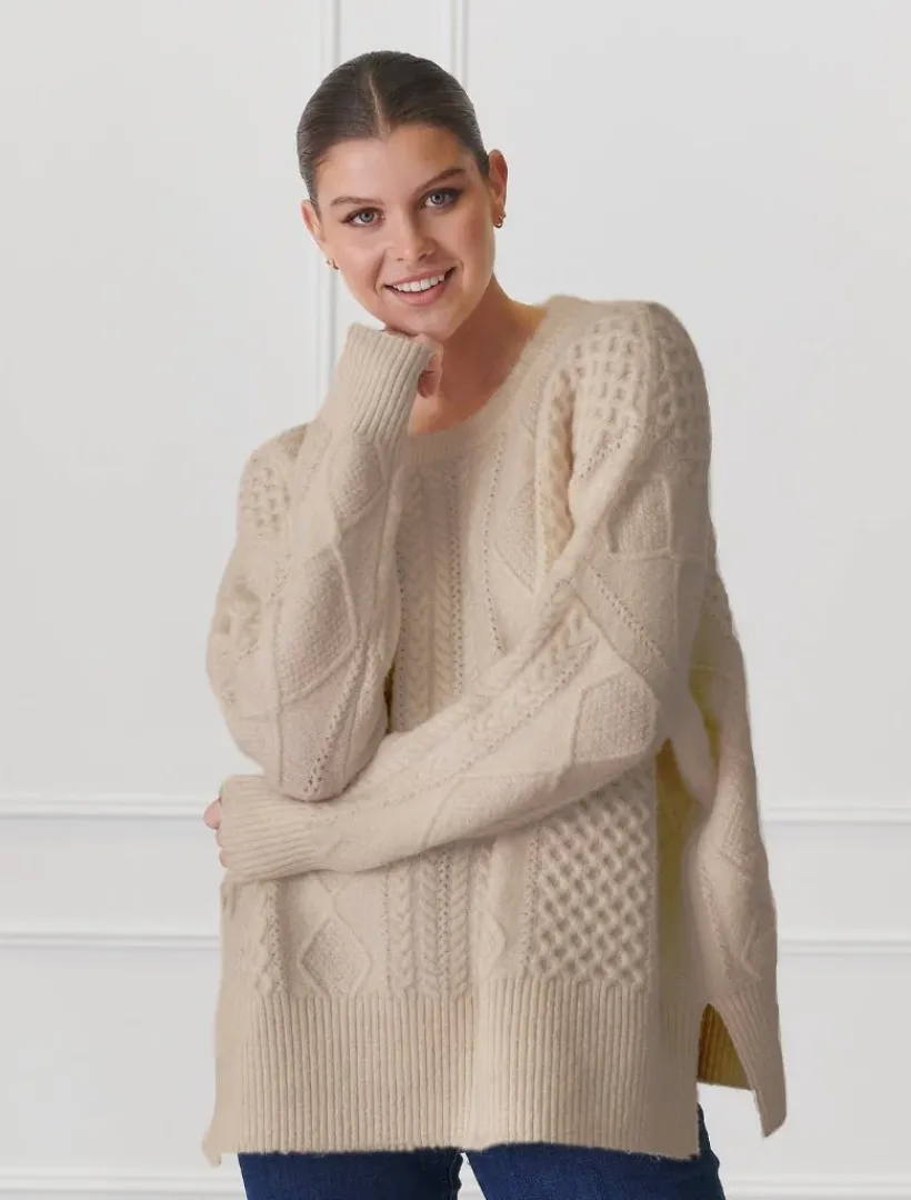 Knits And Jumpers*Zjoosh Guernsey Knit Jumper Oatmeal