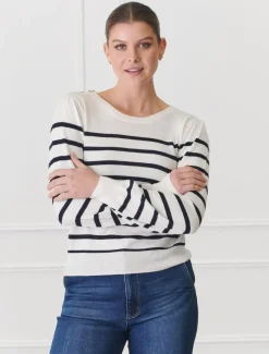 Knits And Jumpers*Zjoosh Gwynie Knit Navy White NavyWhite