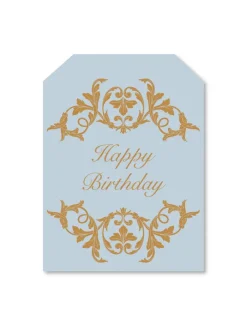 Stationery*Zjoosh Happy Birthday Flourish Gift Tag Blue