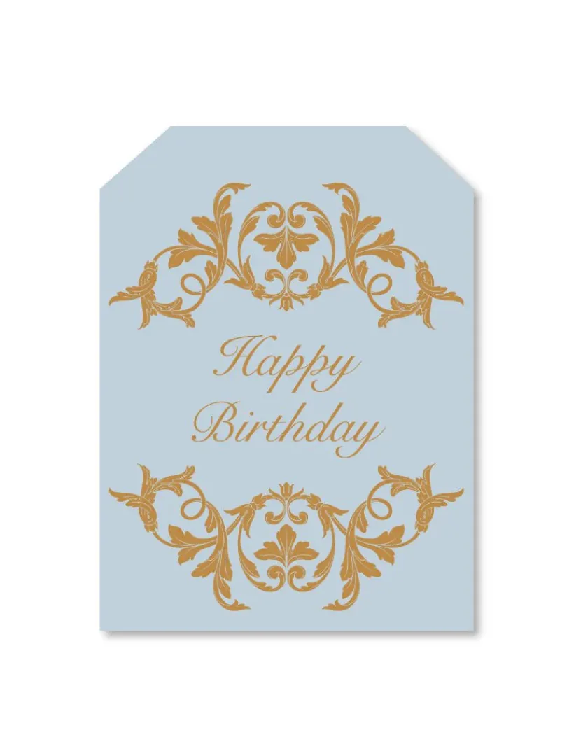 Stationery*Zjoosh Happy Birthday Flourish Gift Tag Blue