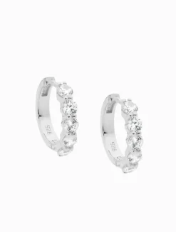 Earrings|Silver Jewellery*Ellani Hoop Earrings Cubic Zirconia Rhodium