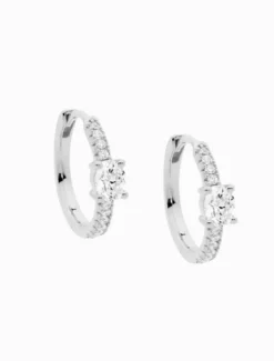 Earrings|Silver Jewellery*Ellani Hoop Earrings Oval Cubic Zirconia Rhodium