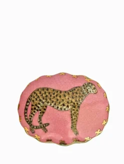 Home Ornaments|Ceramics*3rd Party Other Isla Trinket Box Leopardo Green Pink