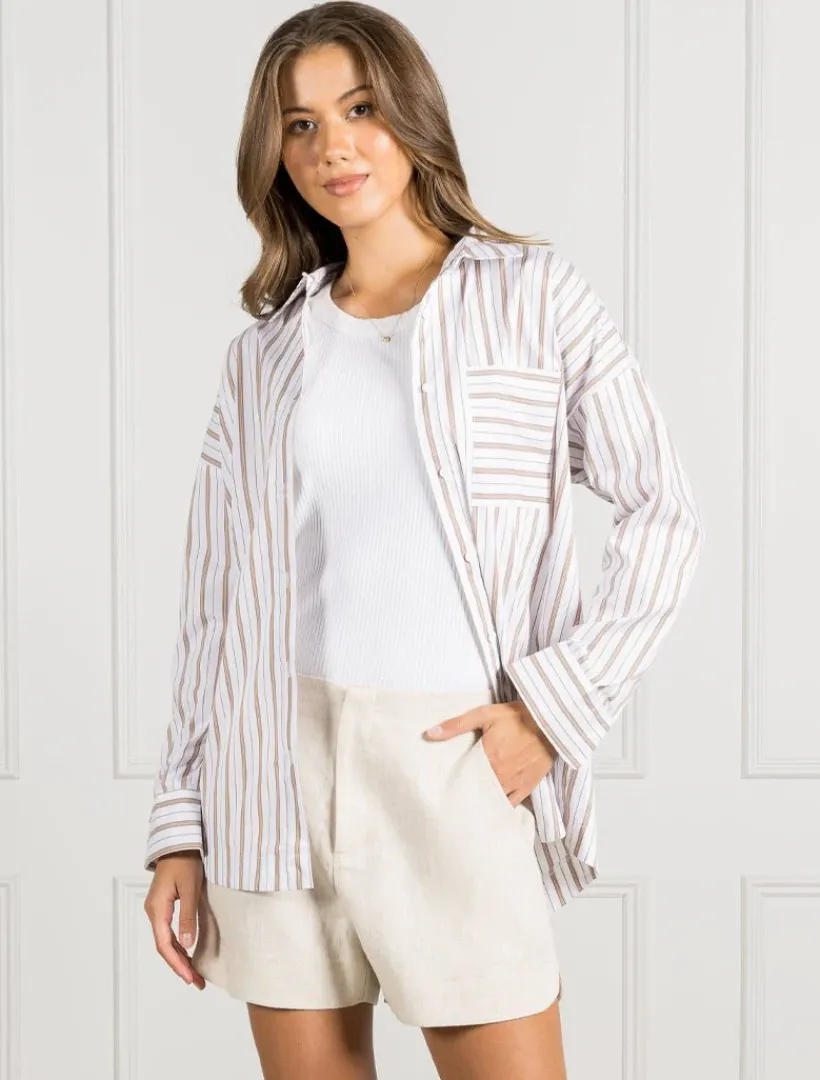 Shirts And Tops*Zjoosh Izzy Stripe Shirt - FINAL SALE Caramel
