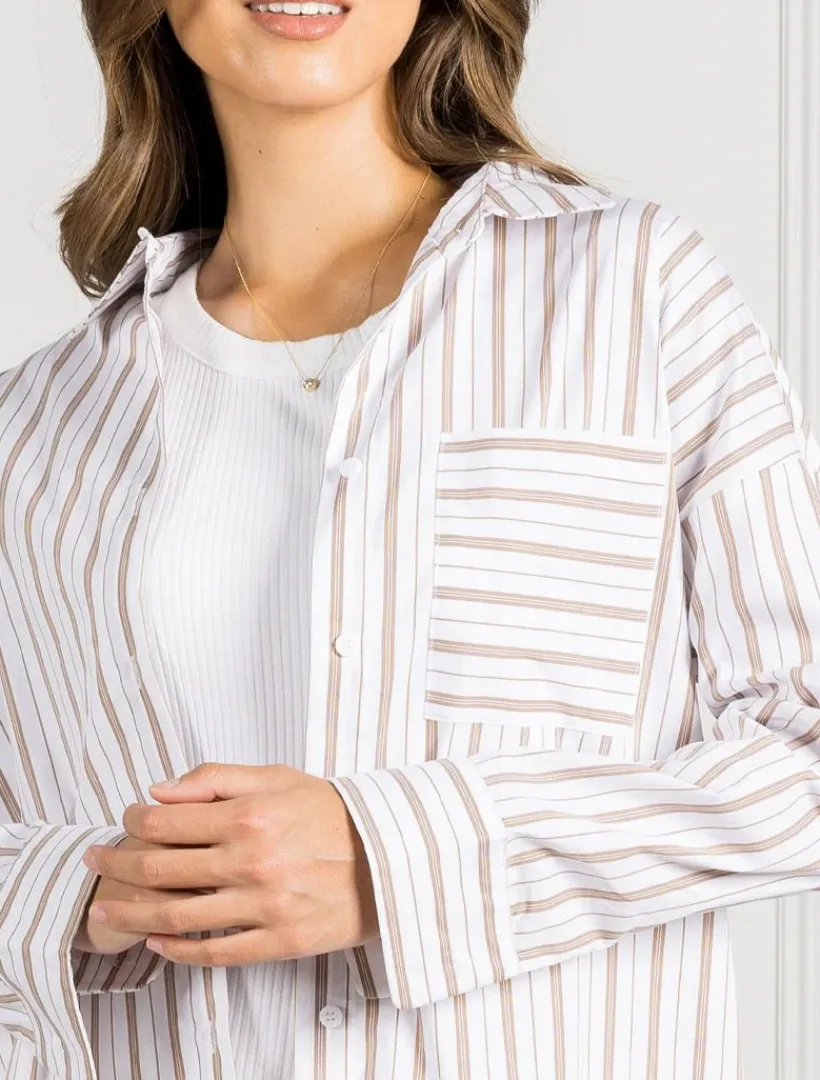Shirts And Tops*Zjoosh Izzy Stripe Shirt - FINAL SALE Caramel