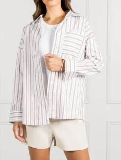 Shirts And Tops*Zjoosh Izzy Stripe Shirt - FINAL SALE Caramel