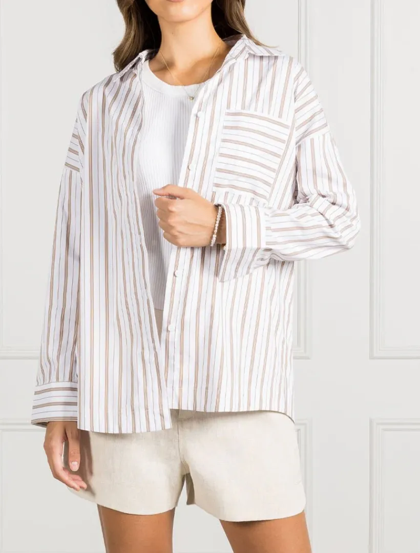 Shirts And Tops*Zjoosh Izzy Stripe Shirt - FINAL SALE Caramel