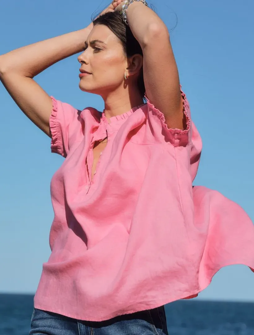 Shirts And Tops*Zjoosh Kell Bell Linen Shirt Pink