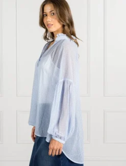 Shirts And Tops*Zjoosh Kell Gingham Top Ice Blue- FINAL SALE IceBlue