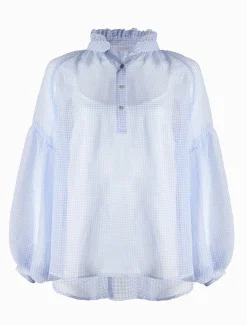 Shirts And Tops*Zjoosh Kell Gingham Top Ice Blue- FINAL SALE IceBlue