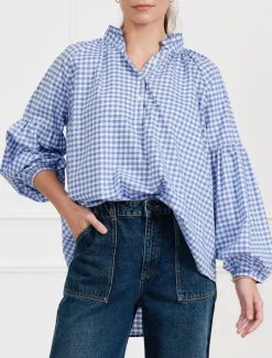 Shirts And Tops*Zjoosh Kell Shirt Gingham Blue