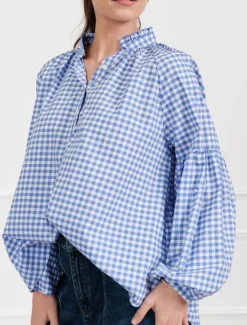Shirts And Tops*Zjoosh Kell Shirt Gingham Blue