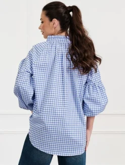 Shirts And Tops*Zjoosh Kell Shirt Gingham Blue