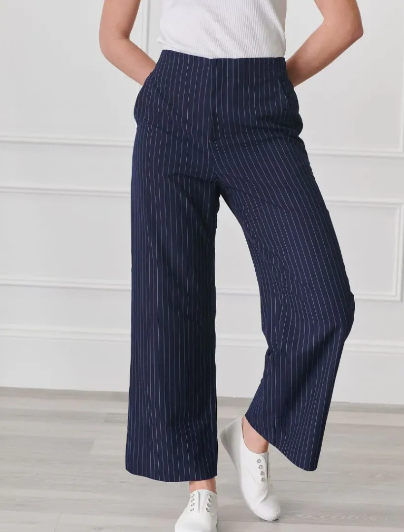 Pants*Zjoosh Kirsty Chalk Striped Pant Navy