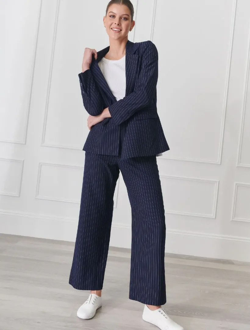 Pants*Zjoosh Kirsty Chalk Striped Pant Navy