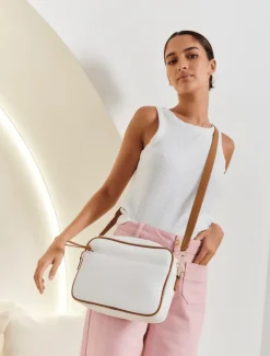 Cross Body Bags*Zjoosh Leah Cross Body Bag Dual Tone White Tan WhiteTan