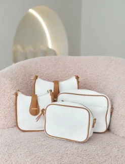 Cross Body Bags*Zjoosh Leah Cross Body Bag Dual Tone White Tan WhiteTan