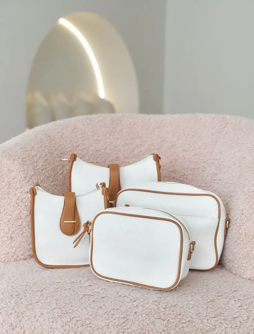 Cross Body Bags*Zjoosh Leah Cross Body Bag Dual Tone White Tan WhiteTan