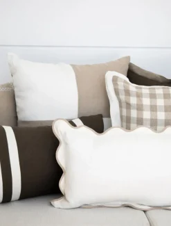 Cushions*3rd Party Other Linen Scallop Cushion 30cm x 50cm White