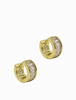 Lucienne - Zjoosh Premium|Earrings*Zjoosh Lucienne Baguette Huggie Hoops Gold